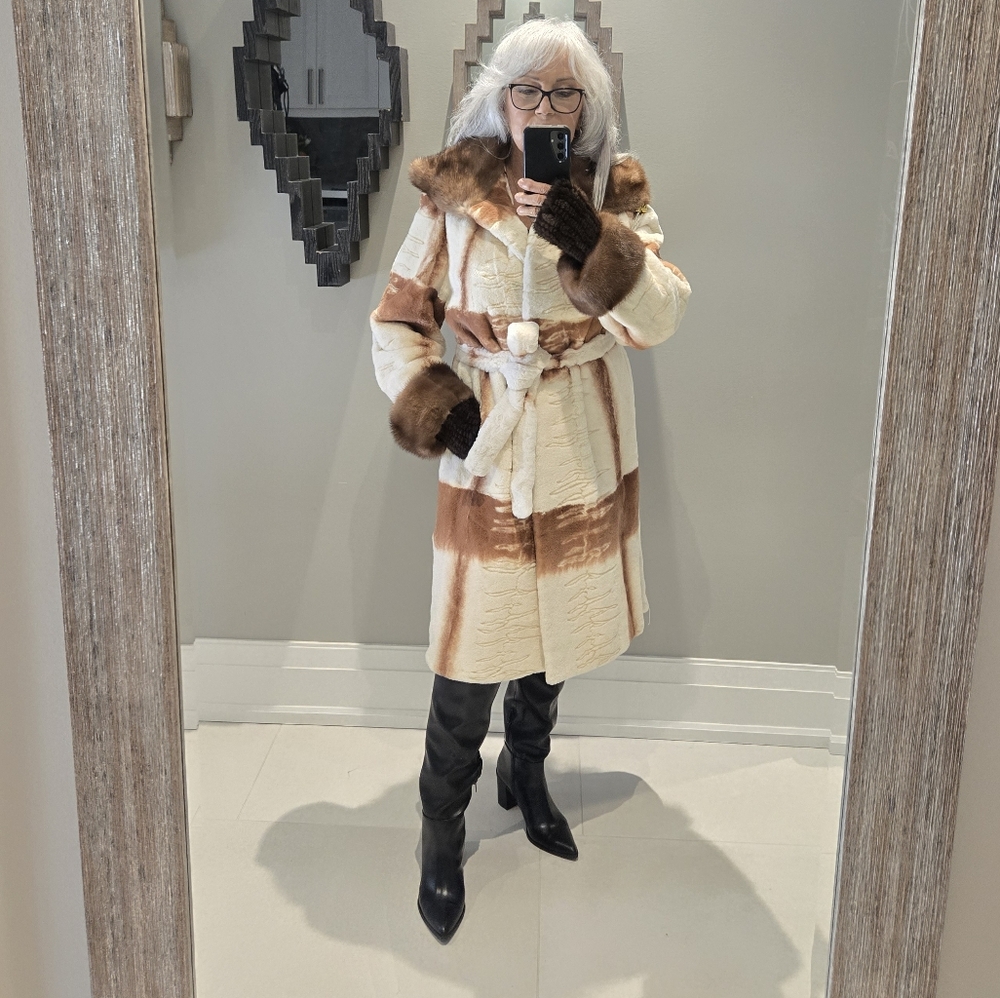 Shearling long coat sz Med